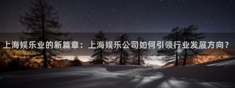 OB视讯体育官网入口登录：上海娱乐业的新篇章：上海娱乐公司如何引领行业发展方向？